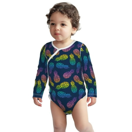 

Fotbe Retro Bright Pineapple Pattern Unisex-baby Long-sleeve Bodysuit Long Sleeve Bodysuits One-piece 100% Organic Cotton for Infant Baby Boys Unisex-3 Months