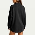 thumbnail image 6 of Vivianyo HD Women's Long Sleeve Mock Neck Sweatshirt, Curved Hem Loose fit Pullover Top for Women, Fall Casual Knit for Short Trip and Home Relaxation, Sizes S-2XL, 6 of 8