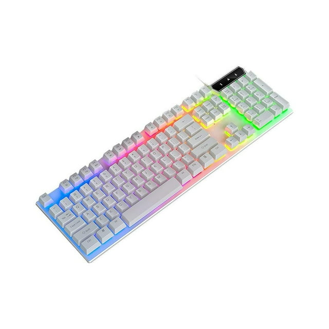 Colorful Breathing Backlight Mechanical Keyboard Wired Game 104 Pieces of Buttons Keyboard White