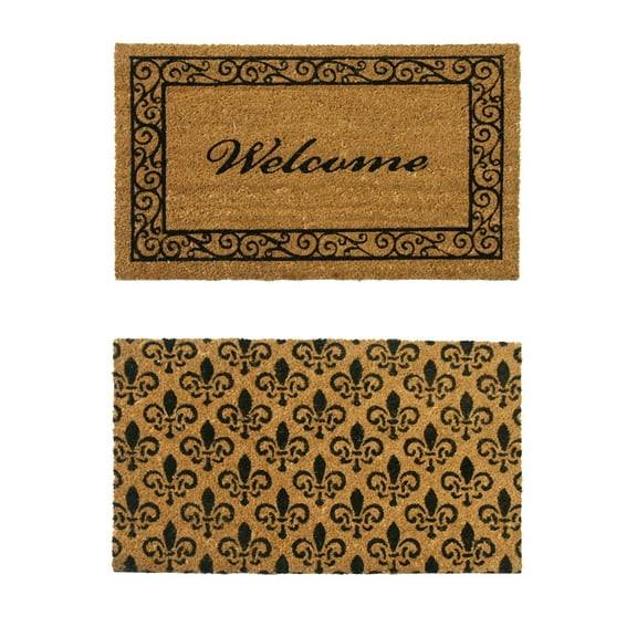 Rubber-Cal "Coir Double Wide Door Mats" - 2 Double Doormats - 24" x 57"
