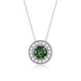 thumbnail image 3 of RYLOS Halo Designer Matching Set Sterling Silver: Ring, Earrings & Necklace Gemstone &  Diamonds 4MM Green Sapphire September Birthstone; Size 8, 3 of 9