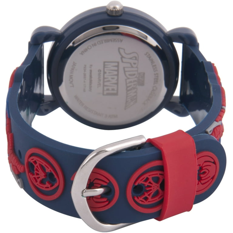 Spider Man Boys Blue Plastic Time Teacher Watch Spider Man 3D