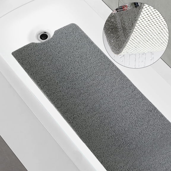 Hengbo Bathroom Tub Shower Mat PVC Loofah Bathroom Mat Quick Drying Shower Stall Mat Shower Mat Bathtub Mat Non Slip 40 x 16 inch Soft Textured Tub Mat for Wet Area Quick Drying Gray