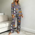 thumbnail image 7 of BaoFuBaoMei Halloween Pajamas Sets Woman Plus Size Long Sleeve Top and Pants Sleepwear Ghost Pumpkin Bat Print Soft Cozy Lounge Set, 7 of 7