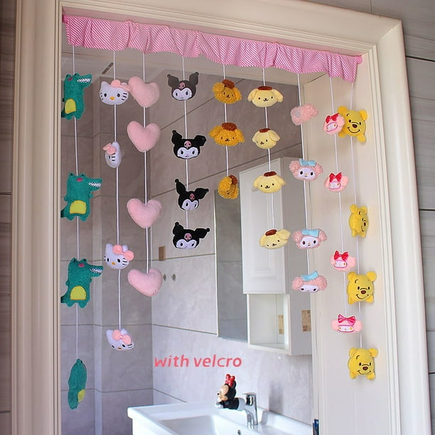 Cortina de felpa Kawaii Hello Kitty Melody Kuromi, colgante de muñeca de Anime Cinnamoroll, juguete, decoración de puerta de dormitorio, regalo del Día de San Valentín