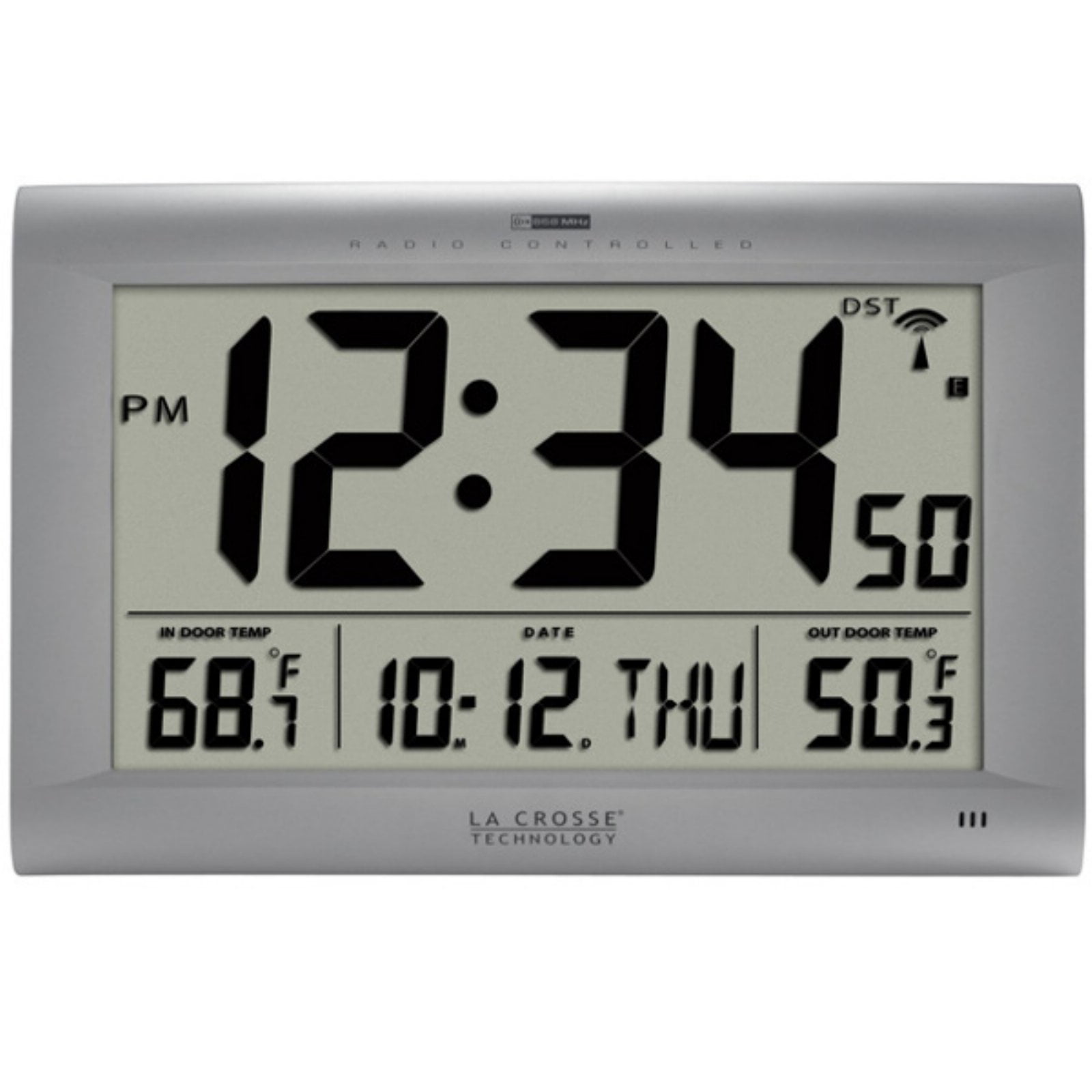 La Crosse Technology Jumbo Atomic Digital Wall Clock With Out Temperature Silver Walmart Com Walmart Com