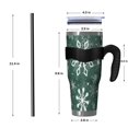 thumbnail image 4 of 40oz Tumbler,Green Christmas Snowflake Pattern Insulated Tumblers with Removable Handle,Stainless Steel Double Vacuum Coffee Tumbler Cup with Straw for Home,Office,Travel,Party, 4 of 5