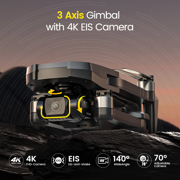 Holy Stone HS720R Drone with 4K EIS 3-Axis Gimbal Camera for Adults, GPS Auto Return, One-Key Takeoff, Brushless Motor, 5GHz Transmission 10000ft, Black