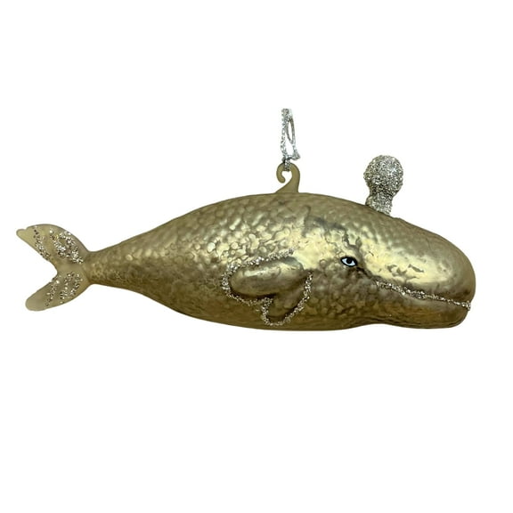 Great Gray Whale Glass Christmas Holiday Ornament