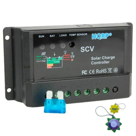 Solar Power Controller HQRP 10A Solar Panel Power Battery Charge Controller / Regulator 12V / 24V 10 Amp 150W with PWM Type of Charging plus HQRP UV Meter ()