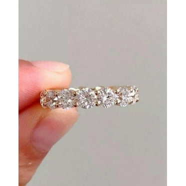 3CT Round Cut VVS1 Moissanite Eternity Wedding Band Ring 14k Yellow Gold Plated