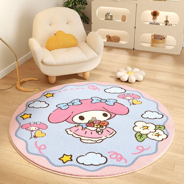 Sanrio-alfombra de Hello Kitty Kawaii Cinnamoroll Melody, alfombrilla decorativa antideslizante gruesa con dibujos animados de Purin para dormitorio