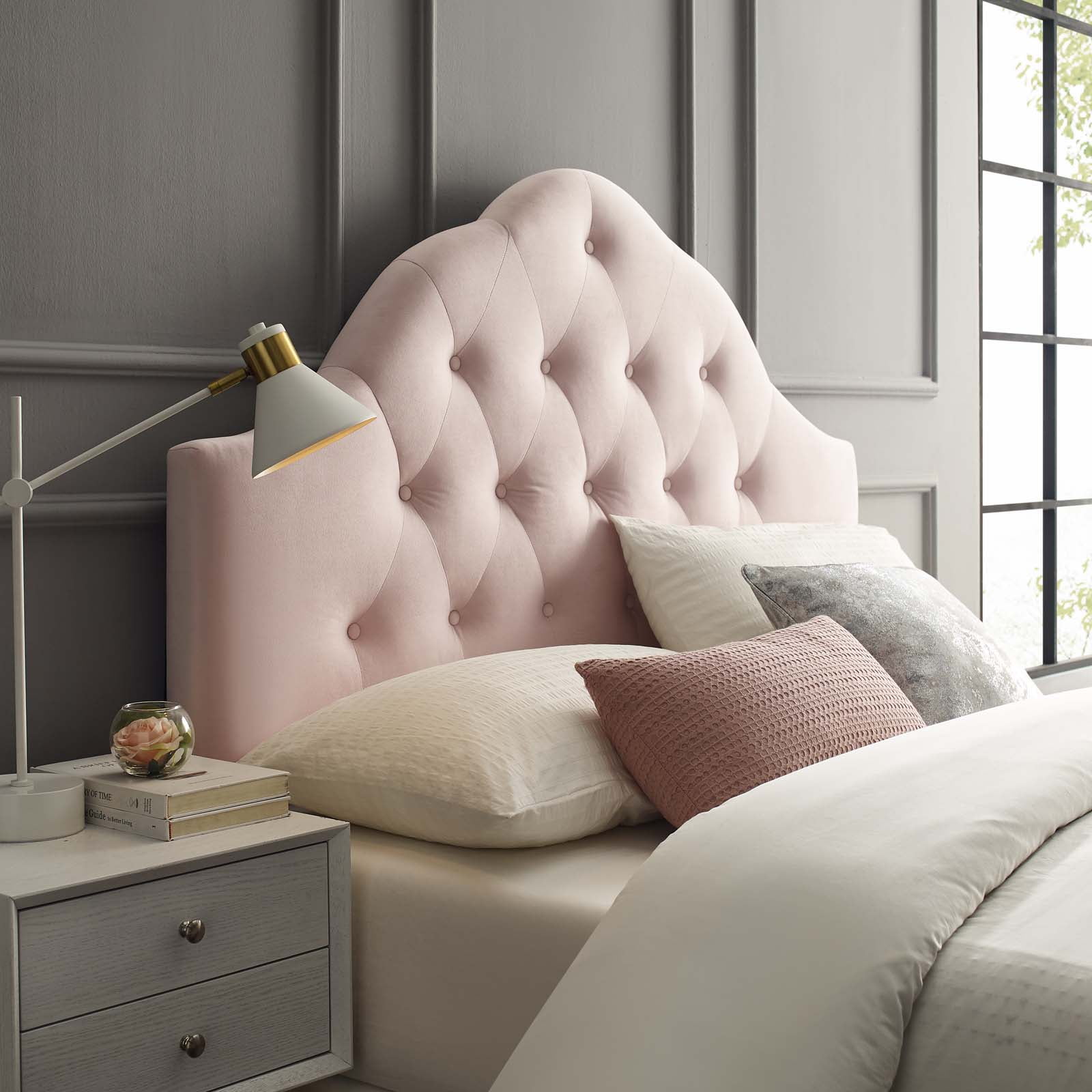 Modway Sovereign Diamond Tufted Velvet Twin Headboard in Pink - Walmart.com