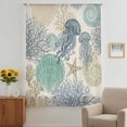 thumbnail image 3 of Nautical Coastaal Sheer Curtains 45" Long, Ocean Jellyfish Coral Seashells Conch Beige Light Filering Curtains, Breathable Simi Curtain Privacy Drapes for Kitchen Bathroom Small Window Treatment, 3 of 8