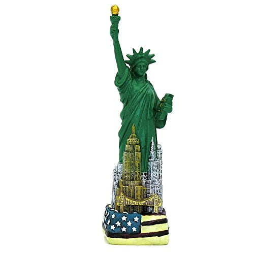 9 Inch Statue of Liberty Replica Statue with NYC Skyline American Flag Special Edition Statues