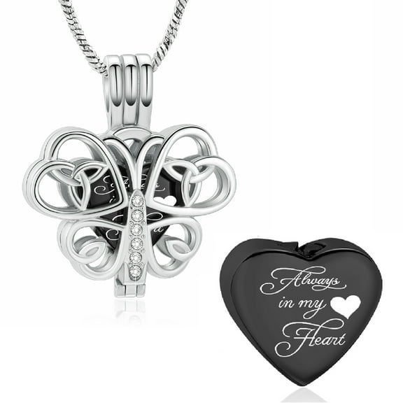 Butterfly Necklace Urn Cremation Jewelry for Ashes with Heart Urn Necklace Lockets for Human Ashes Pet Ashes Pendent for Ashes and Chain