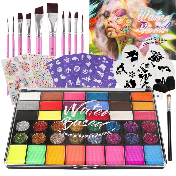 Kit de pintura facial Pintada de 42 colores activado por agua para niños