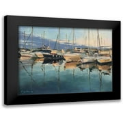 Strube, Ling 14x12 Black Modern Framed Museum Art Print Titled - Italy Harbour - San Remo