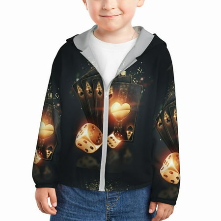 

Vsdgher Creative Poker Kids Sun Protection Hoodie with Zip Rash Guard Tops Children s Long Sleeve Sun Protection Clothing - 3 Years