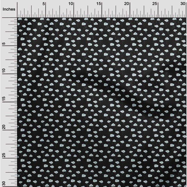 oneOone Cotton Silk Fabric Rainy Clouds Nature Print Sewing Fabric BTY 42 Inch Wide