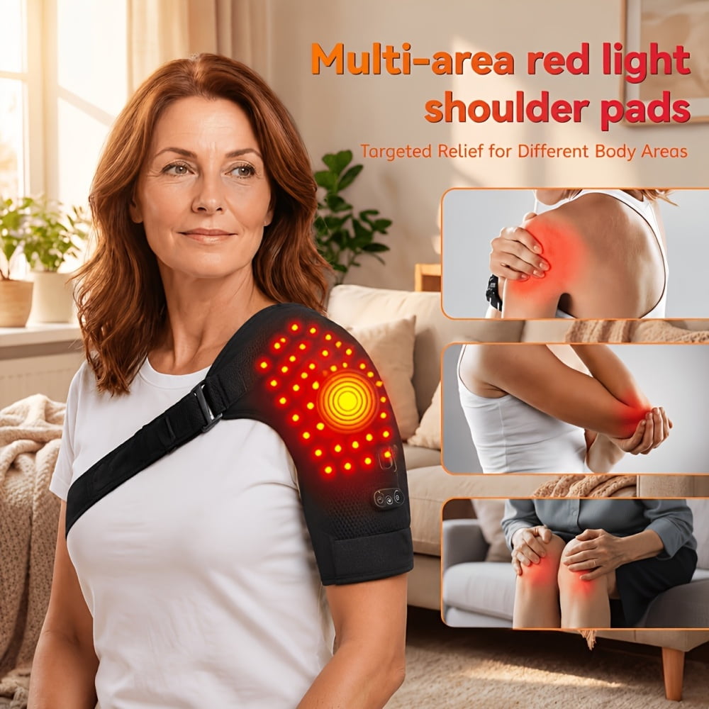 LaseLocks Wireless Red Light Device with Heat & Massage, 660nm & 850nm LED Combo, Adjustable Wrap for Shoulder, Knee, and Joint Comfort, Portable Home Office Relaxation Aid