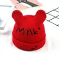 thumbnail image 2 of Baby Girls Boys Knitted Warm Hats Infants Autumn Winter Cartoon Hood Cute Caps 0-12M, Red, 2 of 3