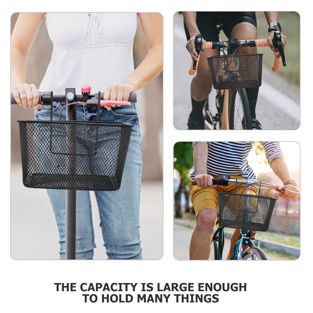 ELAYARD 2-Pack Black Bike Basket Rectangular Storage Carrier for Cycling and Outdoor Use