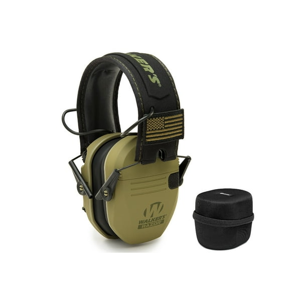 Walkers Game Ear Razor Muffs (American Patriot/OD Green) with Protective Case