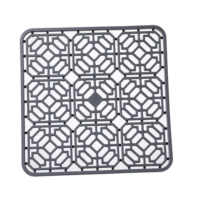 Tapete para fregadero de cocina, colador de platos, escurridor de utensilios de cocina, tapete protector para fregadero Gris
