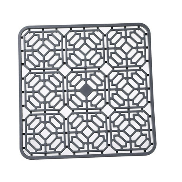 Almohadilla de aislamiento térmico de silicona, protector de fregadero, tapete de drenaje de cocina, tapete de silicona para fregadero Gris
