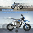 thumbnail image 3 of 12V Kids Motorcycle w/Treaded Tires, 3.1mph Top Speed, Kids Motorcycle w/Training Wheels, Music, Bluetooth, Spring Suspension, Blue, 3 of 7