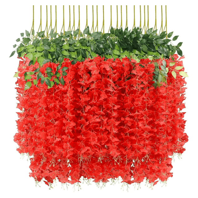 27pcs Flores Artificial 1.1m Decoración Fiesta Boda Xtellar rojo
