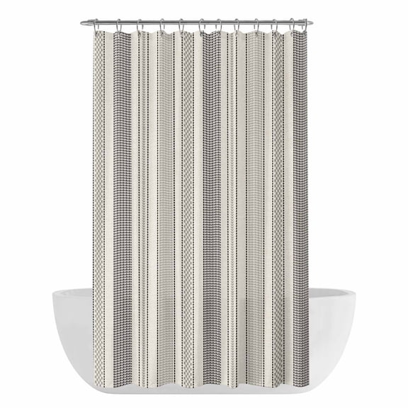 Farmhouse Stripe Shower Curtain - Water Repellent Fabric Shower Curtains Washable, Boho Country Vintage Grey Striped Decorative Polyester Cloth Bathroom Curtains Modern Bath Decor 36"x72"