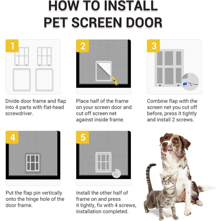 Trianu Pet Screen Dog Door Cat Door with Magnetic Flap Lockable 