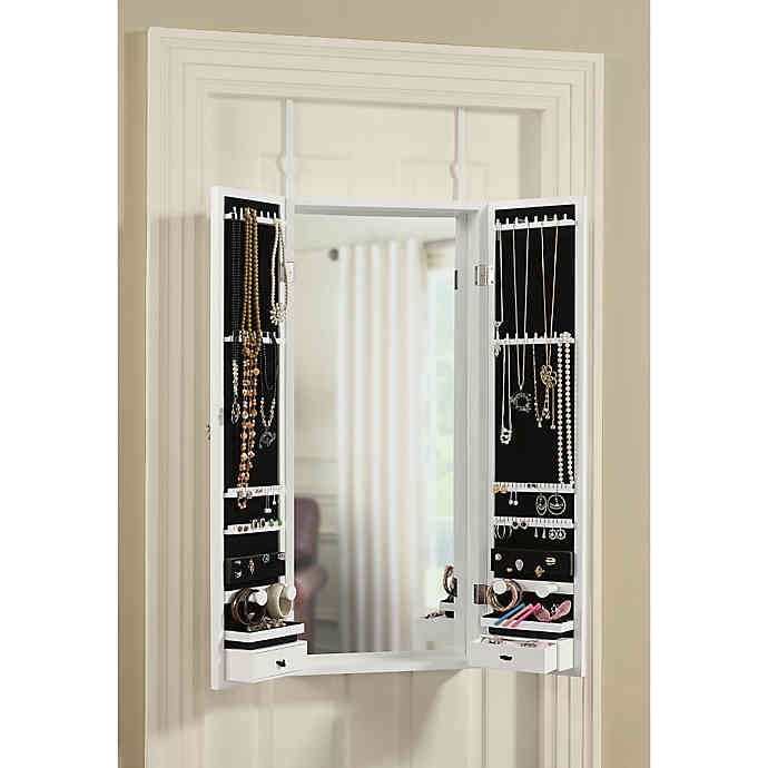 Door Solutions Over The Tri Fold Mirror And Jewelry Organizer Com Door Tri Fold Mirror, Over The Door Mirror With Jewelry Storage