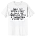 thumbnail image 5 of Tariff Free Button Up Shirt w/ Floral Print Embroidered Detail & Contrast Trim at Inside Yoke Short Sleeve Adult T-Shirt-XL, 5 of 7