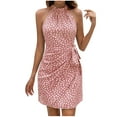 thumbnail image 1 of Robes pour Femmes, Mode d'Été pour Femmes Robe Plissée Imprimée Sans Manches à Col Suspendu avec Fermeture Éclair, 1 of 5