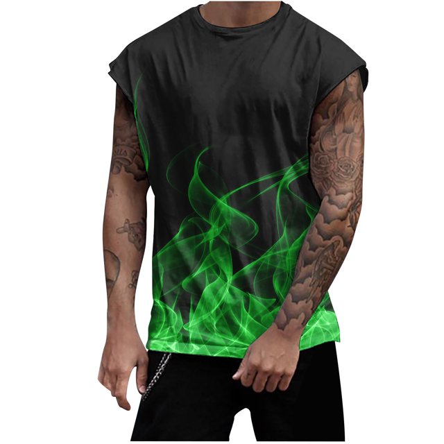 Débardeurs Graphiques pour Hommes Vintage, Débardeurs Sans Manches Imprimés 3D pour Hommes, T-Shirts de Musculation Graphiques Col Rond Nouveauté Été, Hauts de Sport pour la Gym