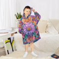 thumbnail image 6 of FORMRS Wearable Blanket Hoodie with Sleeves for Kids Cozy Flannel Sweatshirt, Light Purple Flowers, 6 of 7