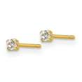 thumbnail image 2 of 14k Yellow Gold 2mm Round Cubic Zirconia Cz Basket Set Stud Earrings, 2 of 7