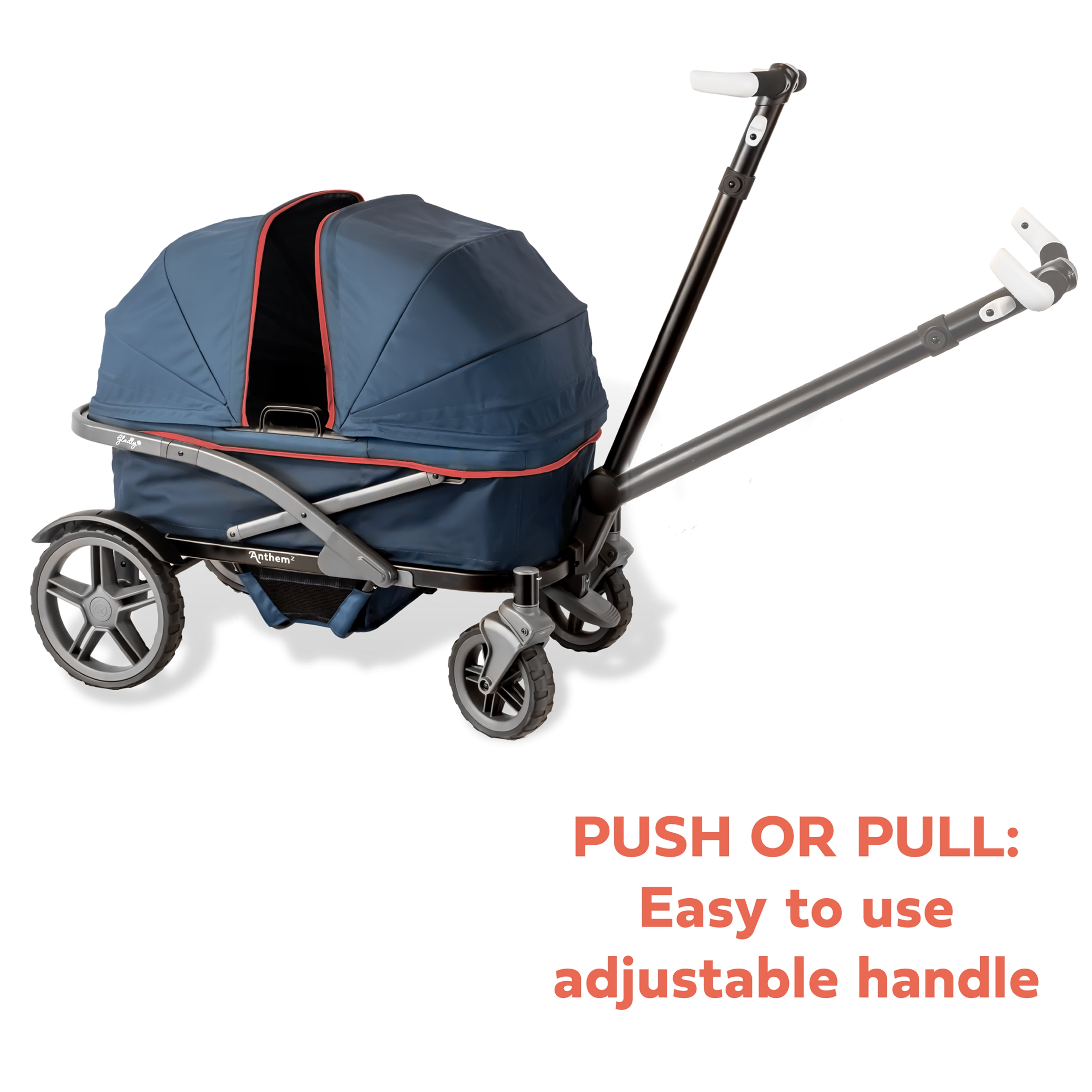 Gladly Family AnthemZ All-Terrain 2-Seater Wagon Stroller, Foldable, Wild Berry, 42 lbs., Adult Usage