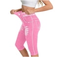 thumbnail image 2 of Womens Stretchy Capri Pants High Waisted Butt Lifting Pull On Cropped Trousers Casual Vacation Workout Yoga Leggings Pants Pink, 2 of 4