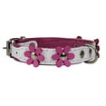 thumbnail image 2 of Real Leather Daisy Flowers Dog Collar (White/Pink, 7"-8" Neck; 1/2" Wide), 2 of 3