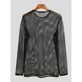 thumbnail image 6 of Men's Mesh Hollow-out Tee Shirts Long Sleeve Breathable See Through Tops Pullover, 6 of 10