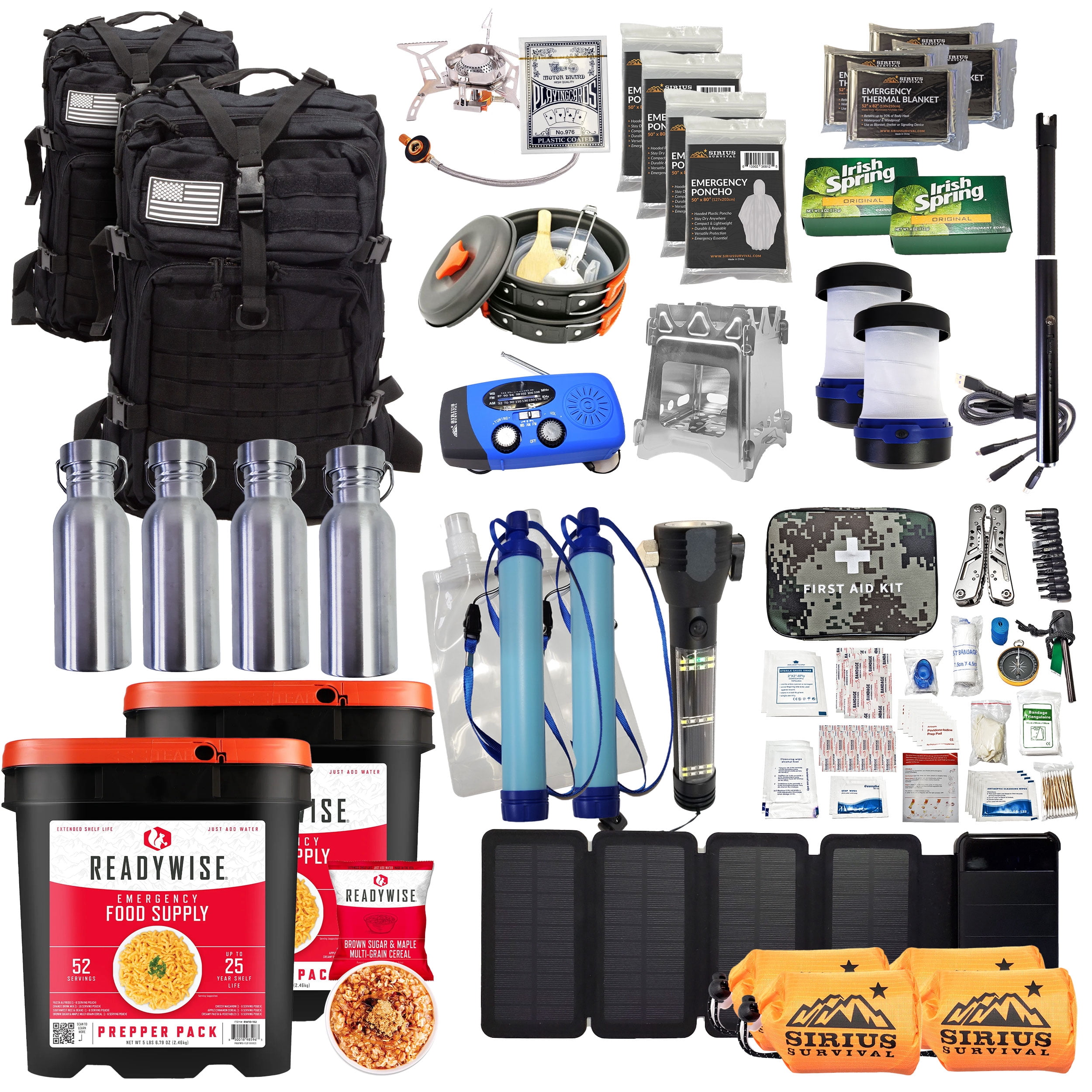 Family Comfort 72 Emergency Survival Kit/Backpack – 72 Hour for 4 People – Disaster Preparedness – Delicious ReadyWise Food, Gear, Lighting, First Aid, Tools & More - Black