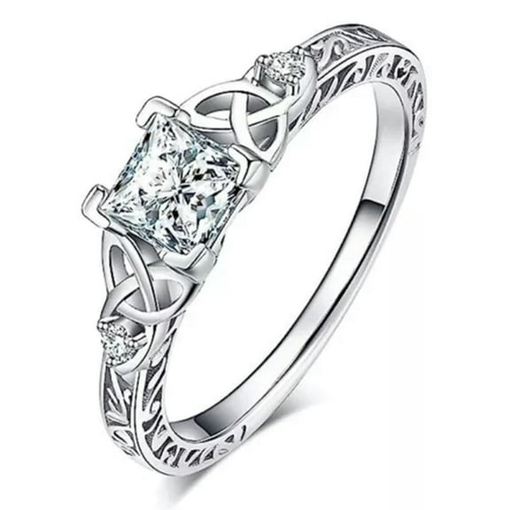 K-KED Elegant Wedding 925 Silver Plated Rings Cubic Zirconia Women Delicate Jewelry Size 6-10-9-Silver