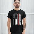 thumbnail image 3 of Tee Hunt Thin Line T-Shirt American Flag Firefighter Fire Department Men's Tee, Black, X-Large, 3 of 5