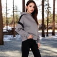 thumbnail image 3 of Women's Oversized Hoodie with Contrast Shoulder Stripes, 3 of 6