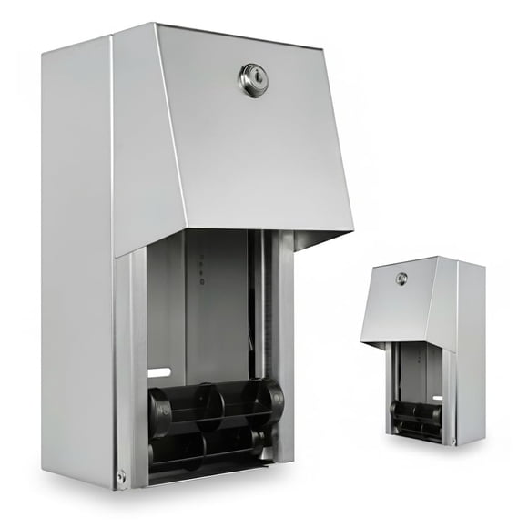 Stylever Commercial Toilet Paper Dispenser - 304 Stainless Steel Double Roll Holder - Heavy Duty Lockable Wall Mount Tissue Dispenser for Restroom -