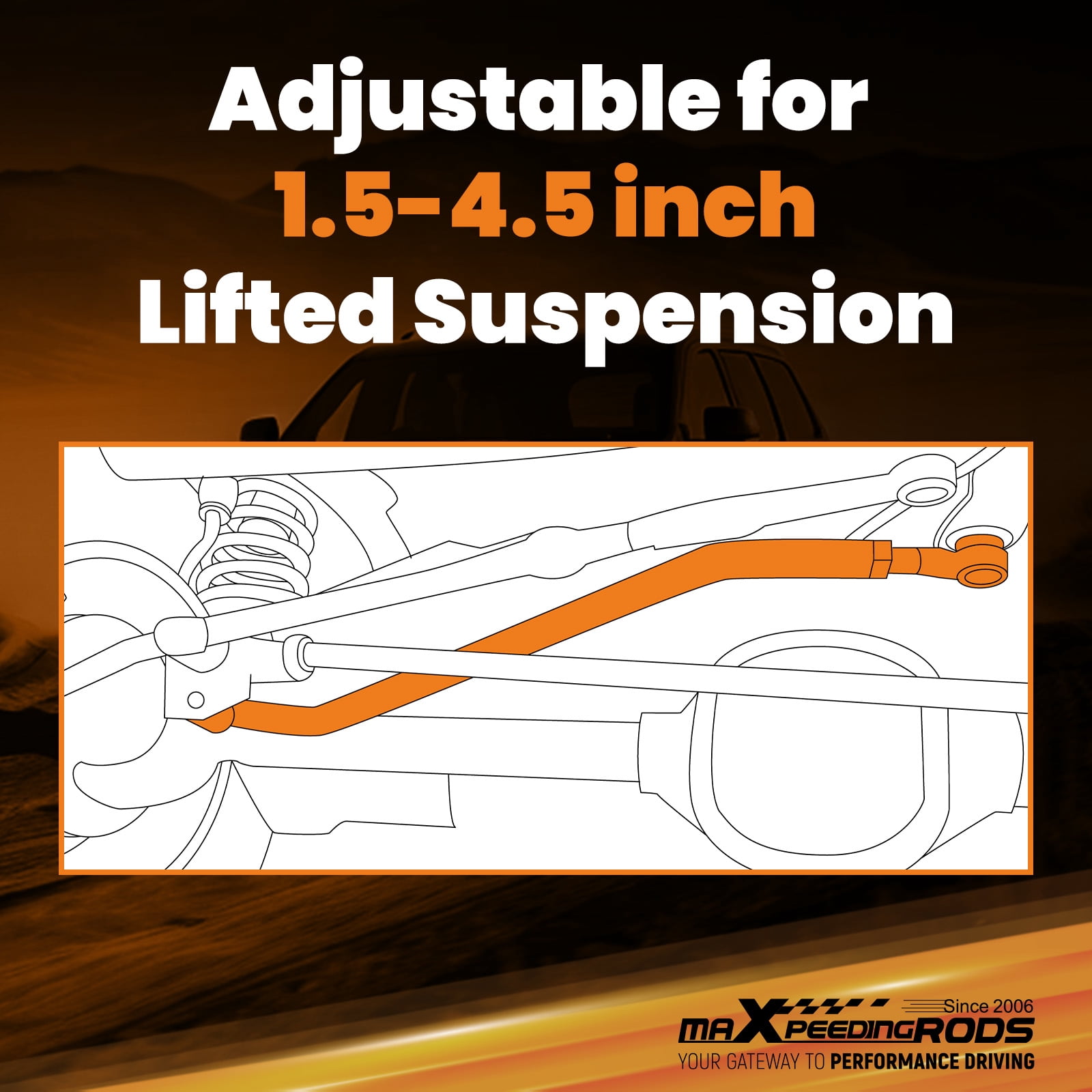 maXpeedingrods Adjustable Front Track Bar for Jeep Cherokee XJ Wrangler TJ with 1.5-4.5" Lift, Poly Bushing
